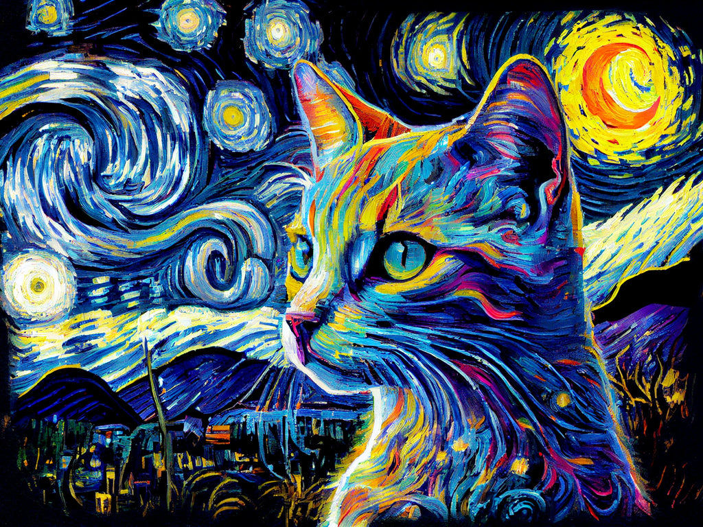 Starry Night Cat Diamond Painting – All Diamond Painting