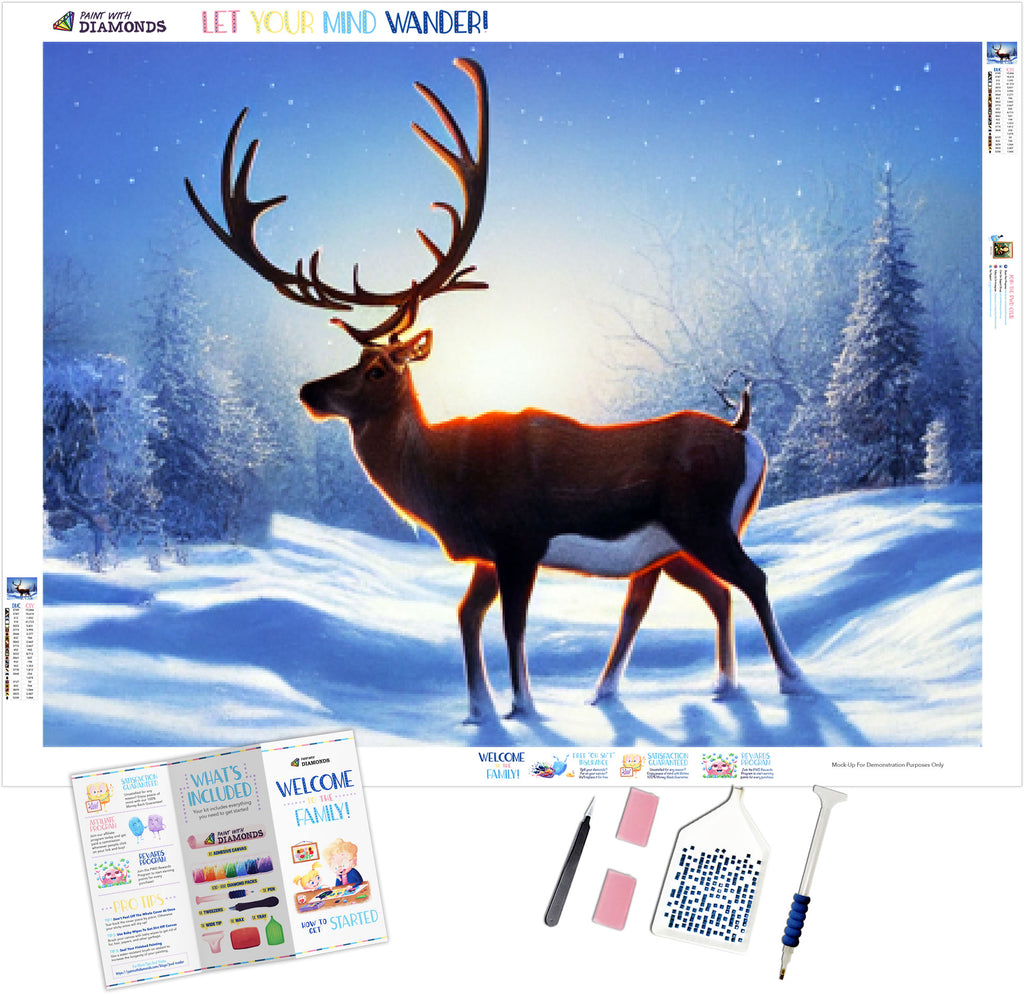 Diamond painting easel card – Santa with two deer –