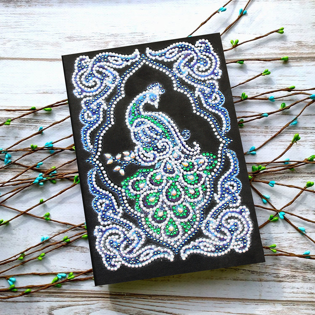 'Emerald Peacock' Diamond Painting Journal (Partial Drill Cover