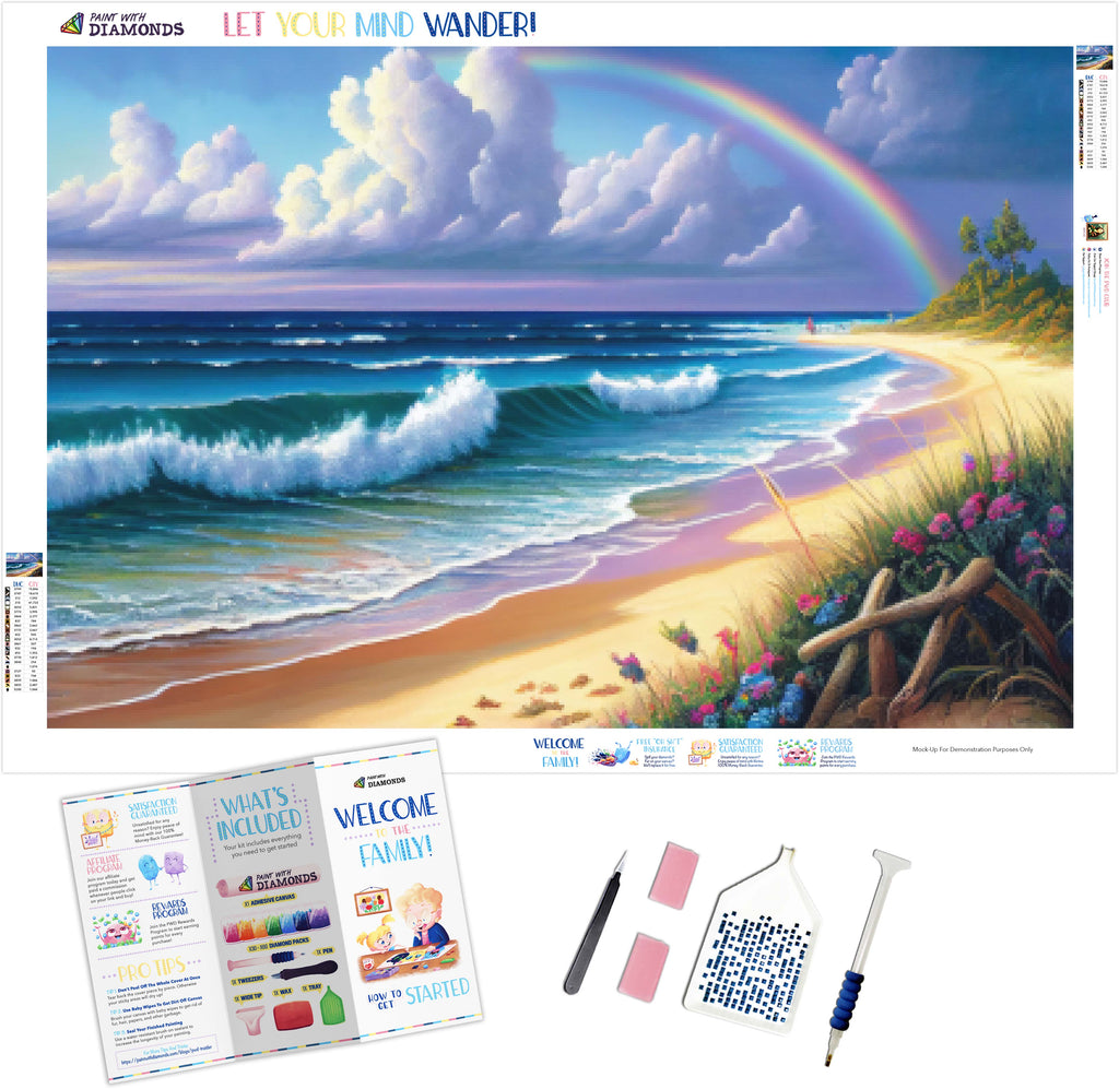 Diamond Painting Beach Rainbow Stone 015, Full Image - Painting
