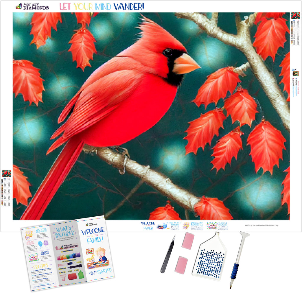 Cardinal Diamond Painting Finished Christmas Red Bird Art Canvas Print Décor