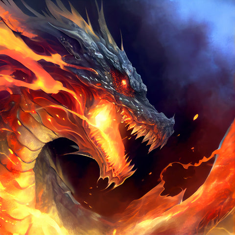 Fire Breathing Infernal Dragon Premium DIY Diamond Painting Kit