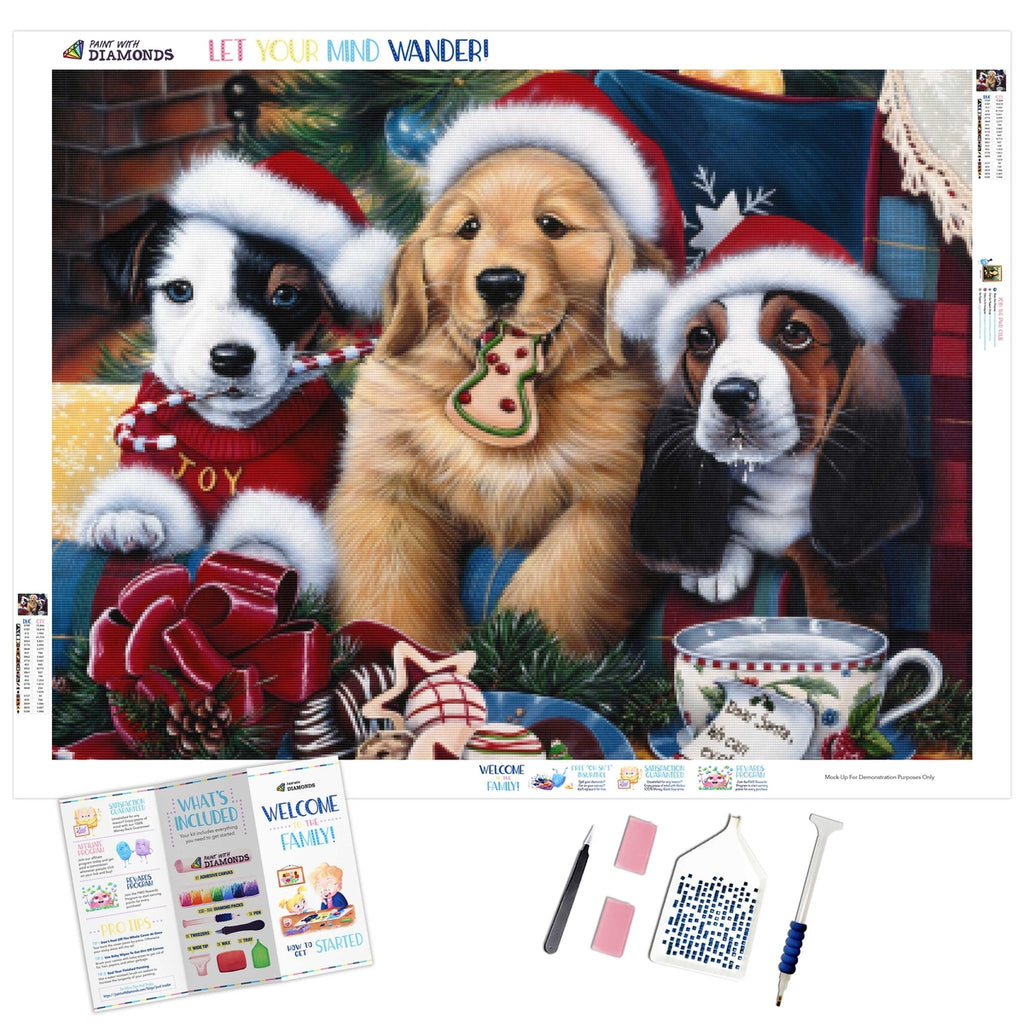 Christmas Cat and Dog Diamond Painting Set by Wizardi. WD111