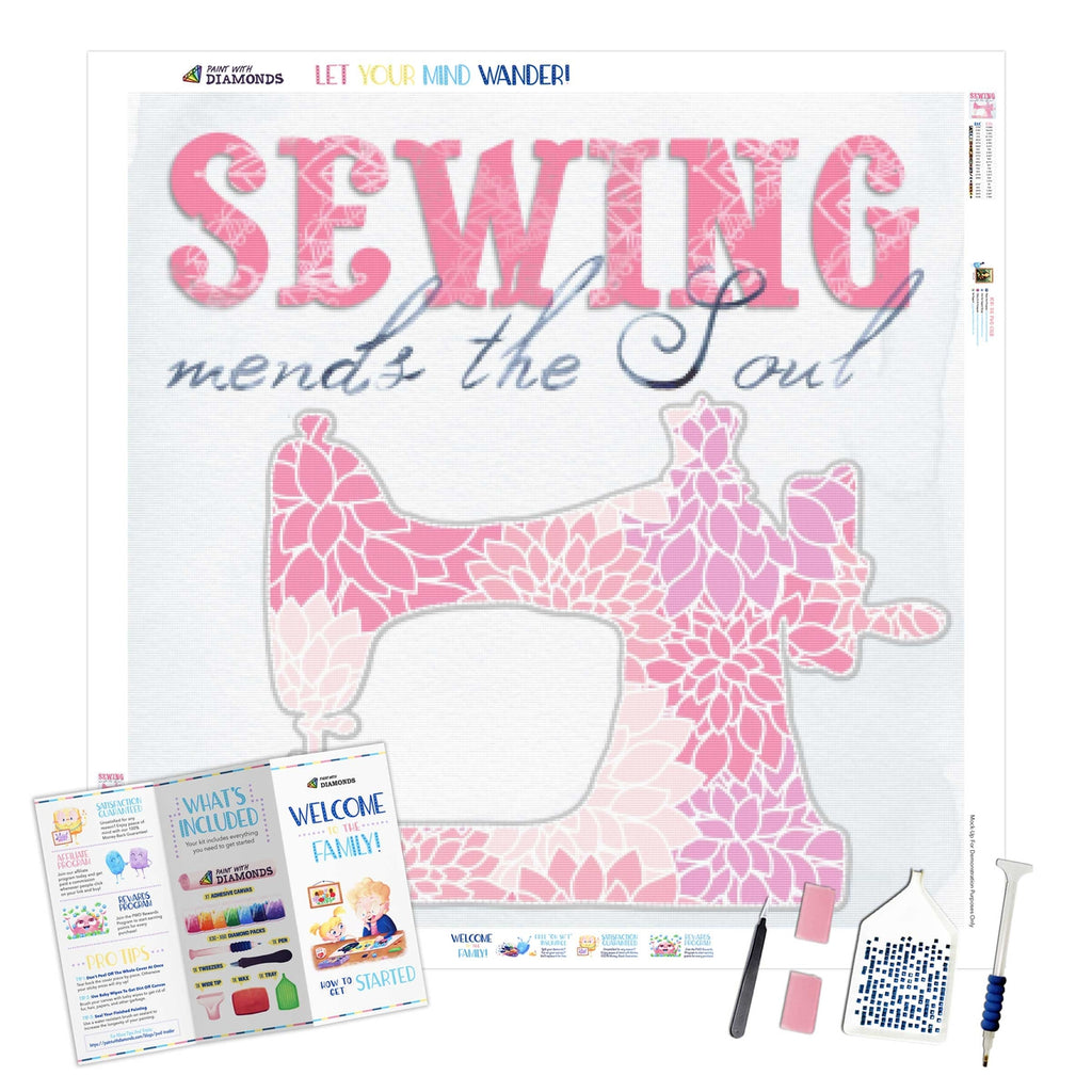 Diamond Painting Teal Sewing Machine 12 by 16 Square Diamond Kit