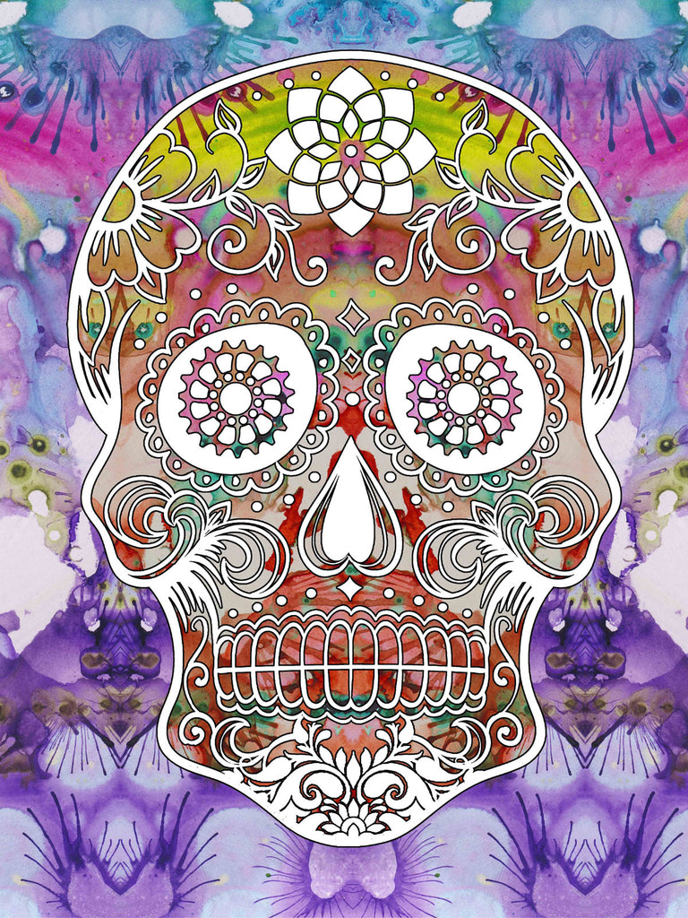 Sugar Skull with Rose Day of the Dead Art Print for Sale by PerpetualDrift