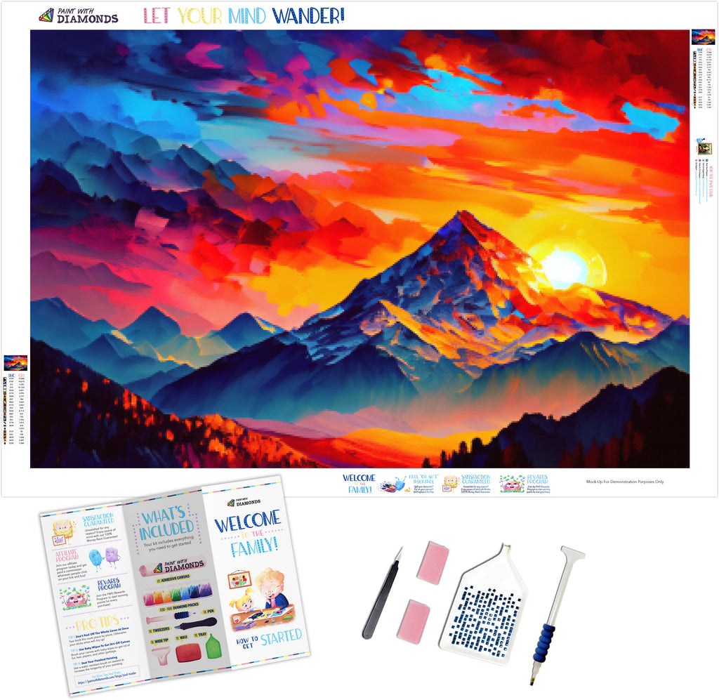  Diamond Adult Painting Kit - Sunrise on The Sea, Fire