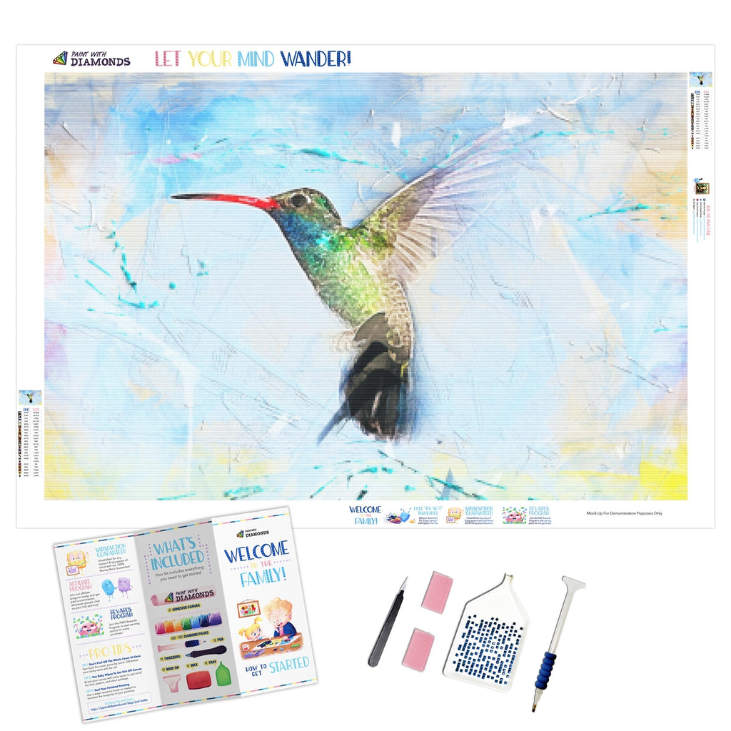 Green Hummingbird Diamond Art Painting Kit, Small Diamond Art Kit