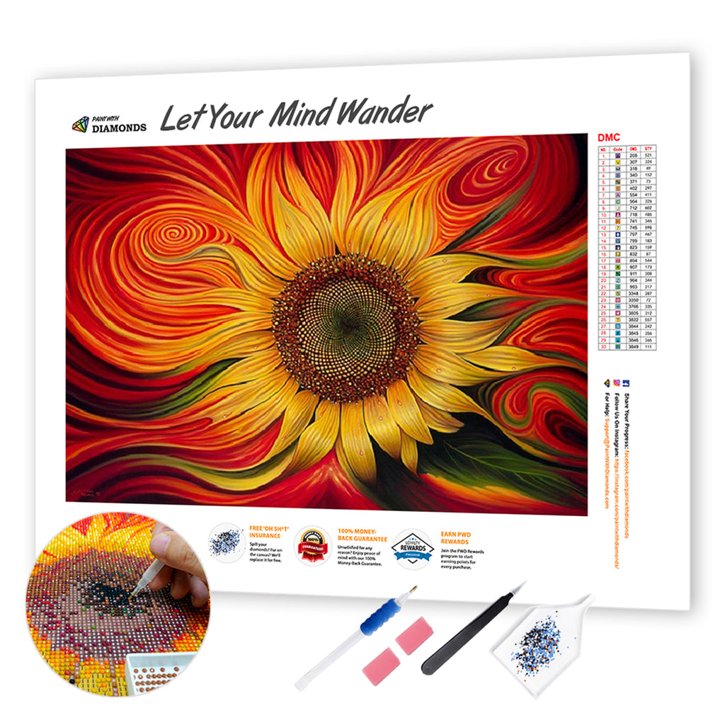 Warped Sunflower DIY Diamond Painting – GemsFlow