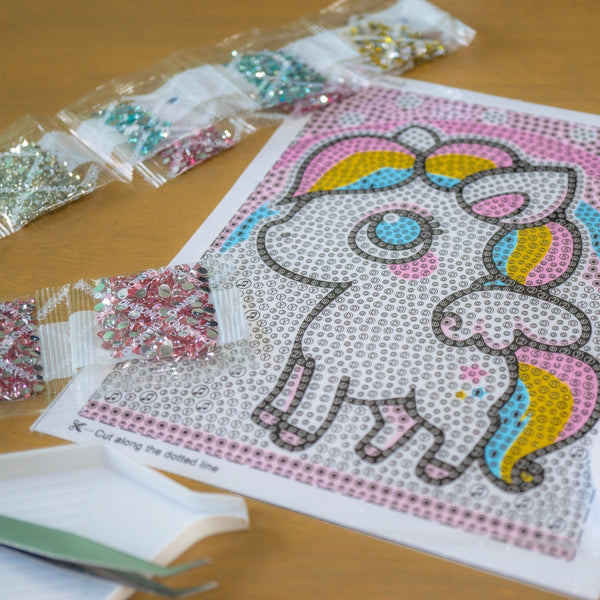 Diamond Painting White Rainbow Pony Crystal Diamond Beginner Kit 100%
