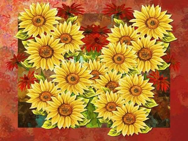 Sunflowers Basket On Table Diamond Painting 