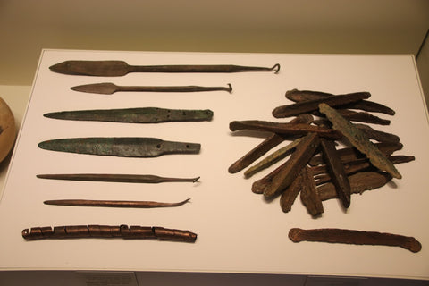 Bronze Age weapons and tools at Israel Museum.