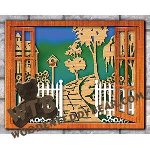 Download Layered Window Garden Scene Fretwork Scroll Saw Pattern The Wooden Teddy Bear The Wooden Teddy Bear Inc