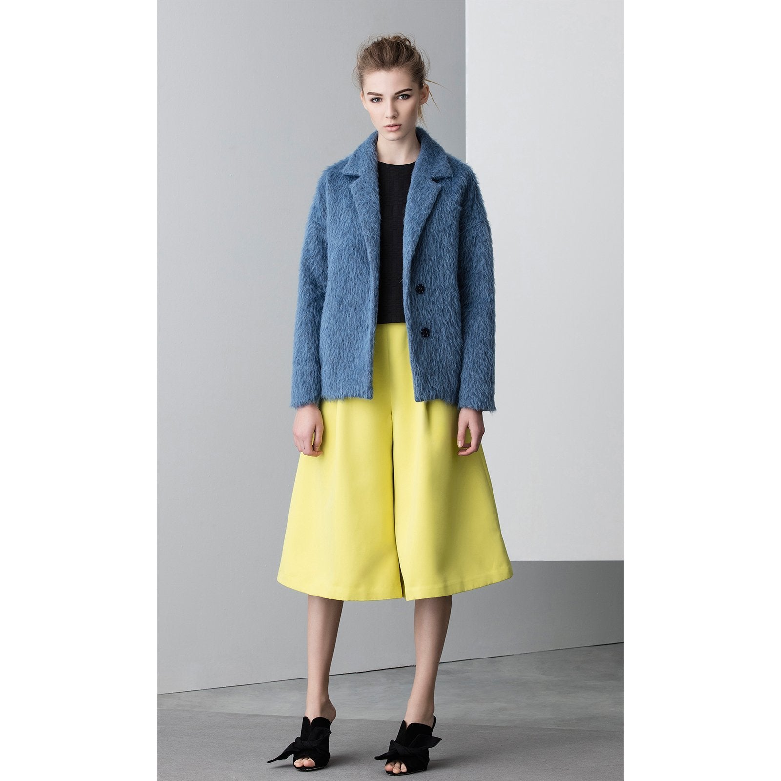 Dropped Shoulder Wool Jacket, Blue