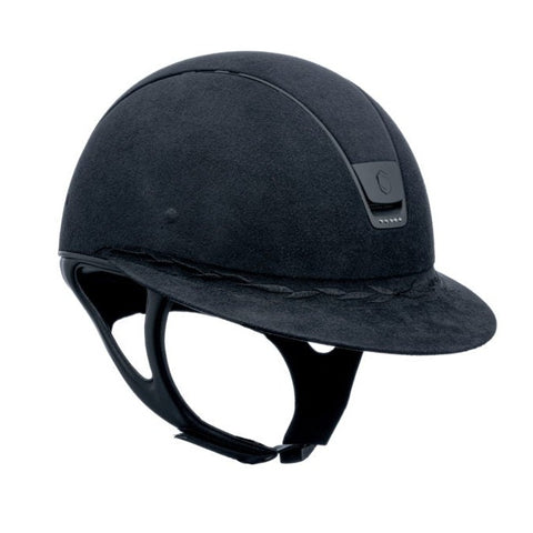 black horse riding helmet