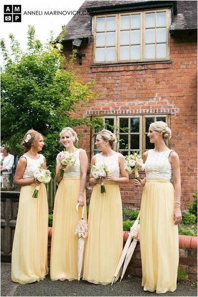 green and yellow bridesmaid dresses