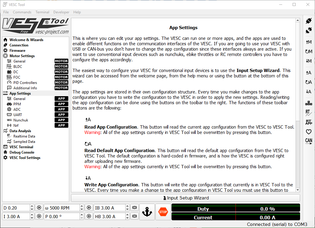 ppm bldc tool settings