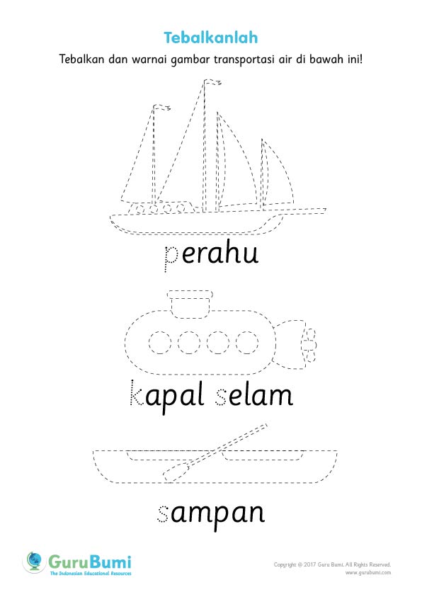 Transportasi Air : Menebalkan dan Mewarnai - Guru Bumi