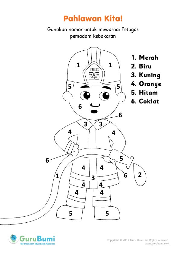 Gambar Mewarnai Pemadam Kebakaran