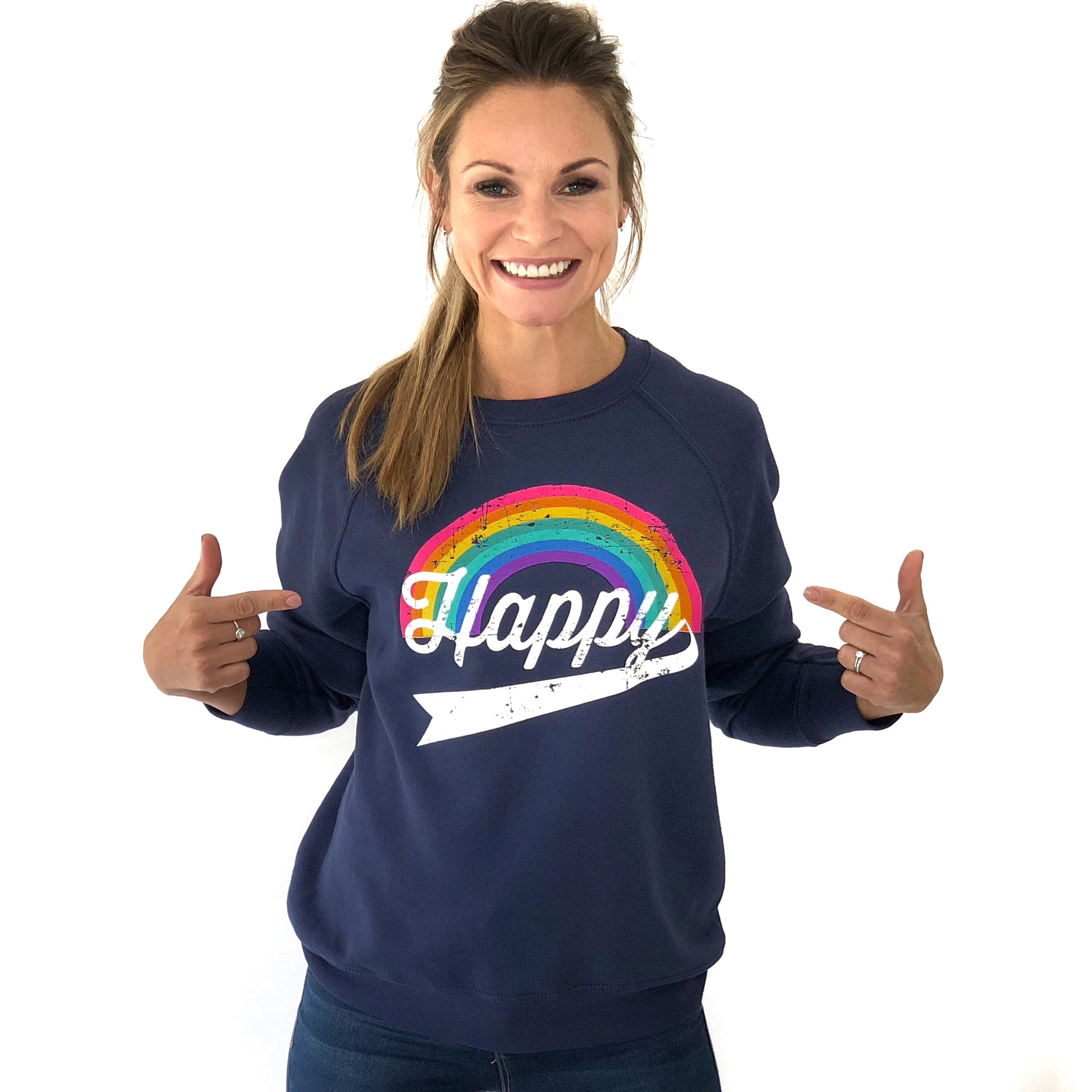 happy slogan jumper