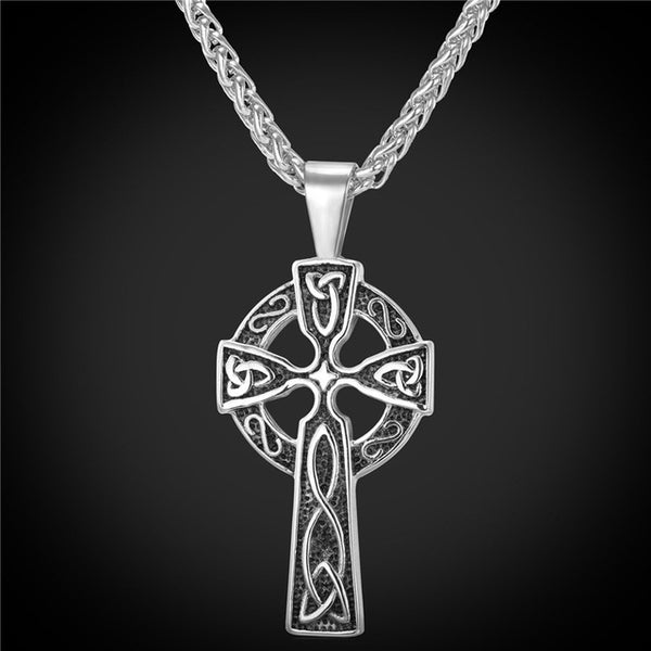 Norse Cross Pendant Stainless Steel Platinum Or Gold 20” Chain - Viking ...