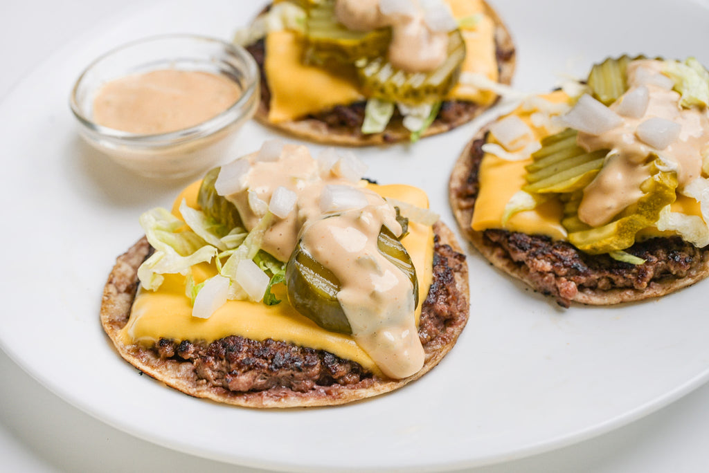 Smash Burger Tacos with special sauce