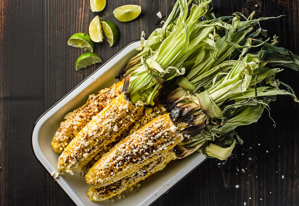 Grilled Mexican corn on the cob (elote)