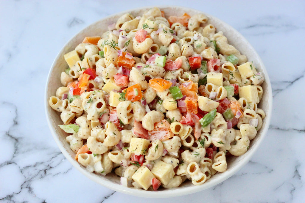 a bowl of macaroni salad