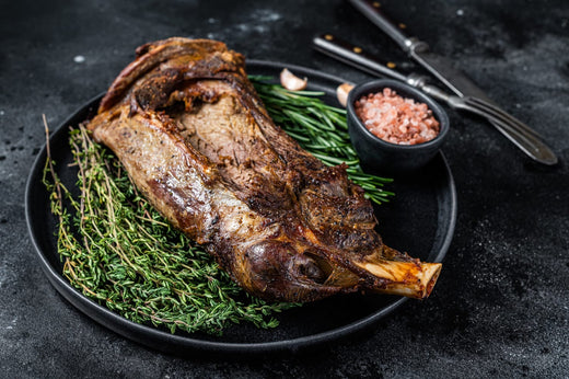 Herb-Crusted Leg of Lamb with Creamy Beet Salad