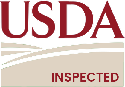 Maroon and beige branded "USDA Inspected" logo