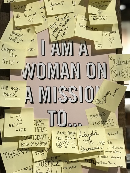 Feminism messages on post-it notes