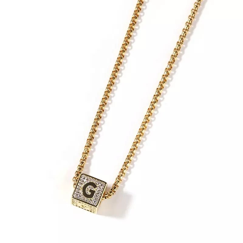 Image of Iced Cube Initial Necklace
