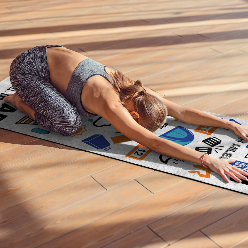 Image of the 'I Can. I Will. End of Story.' yoga mat in use