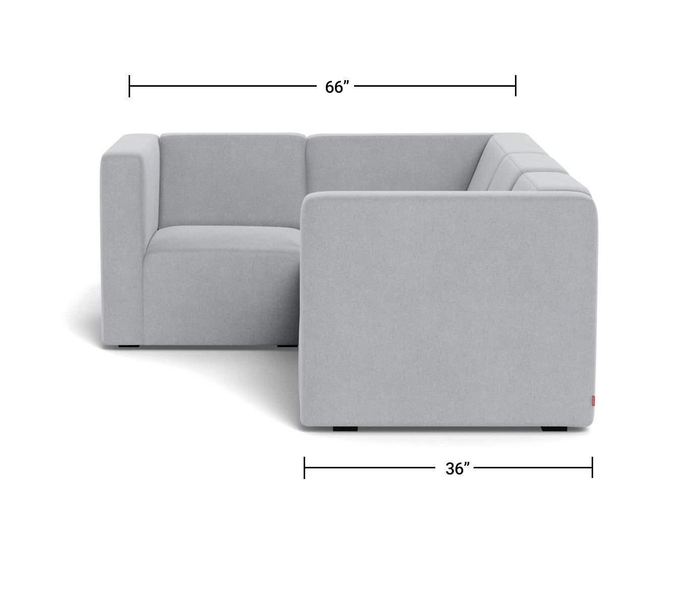 The Bruce Sectional 3-seat + corner Dimensions Side View