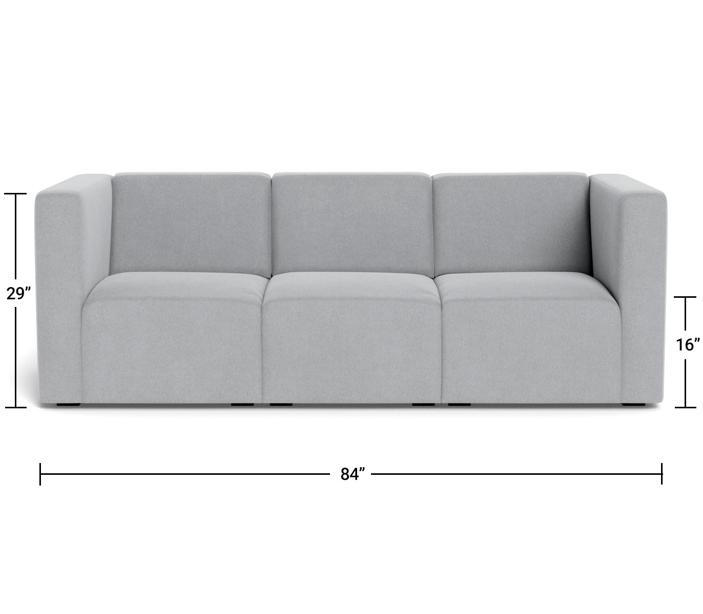 The Bruce 2-seater Sofa Couch Dimensions Front View