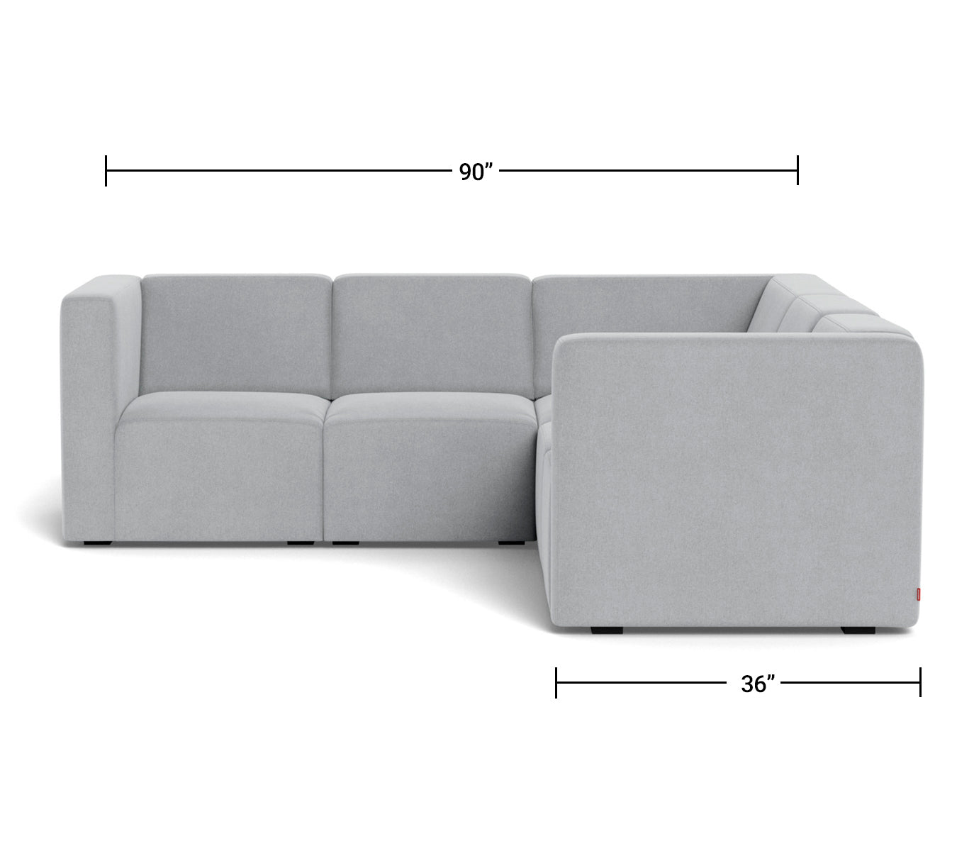 The Bruce Sectional 4-seat + corner Dimensions Side View