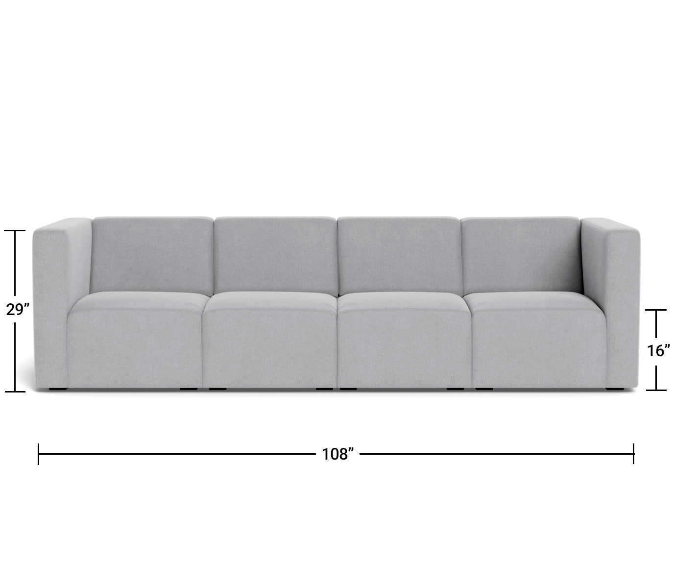 The Bruce 2-seater Sofa Couch Dimensions Front View