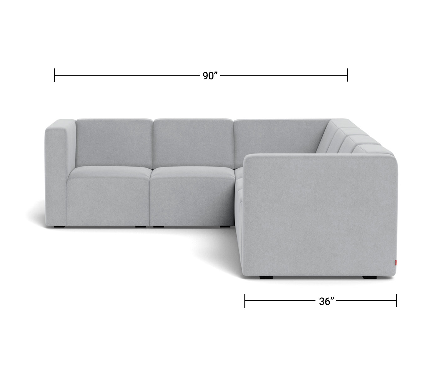 The Bruce Sectional 5-seat + corner Dimensions Side View
