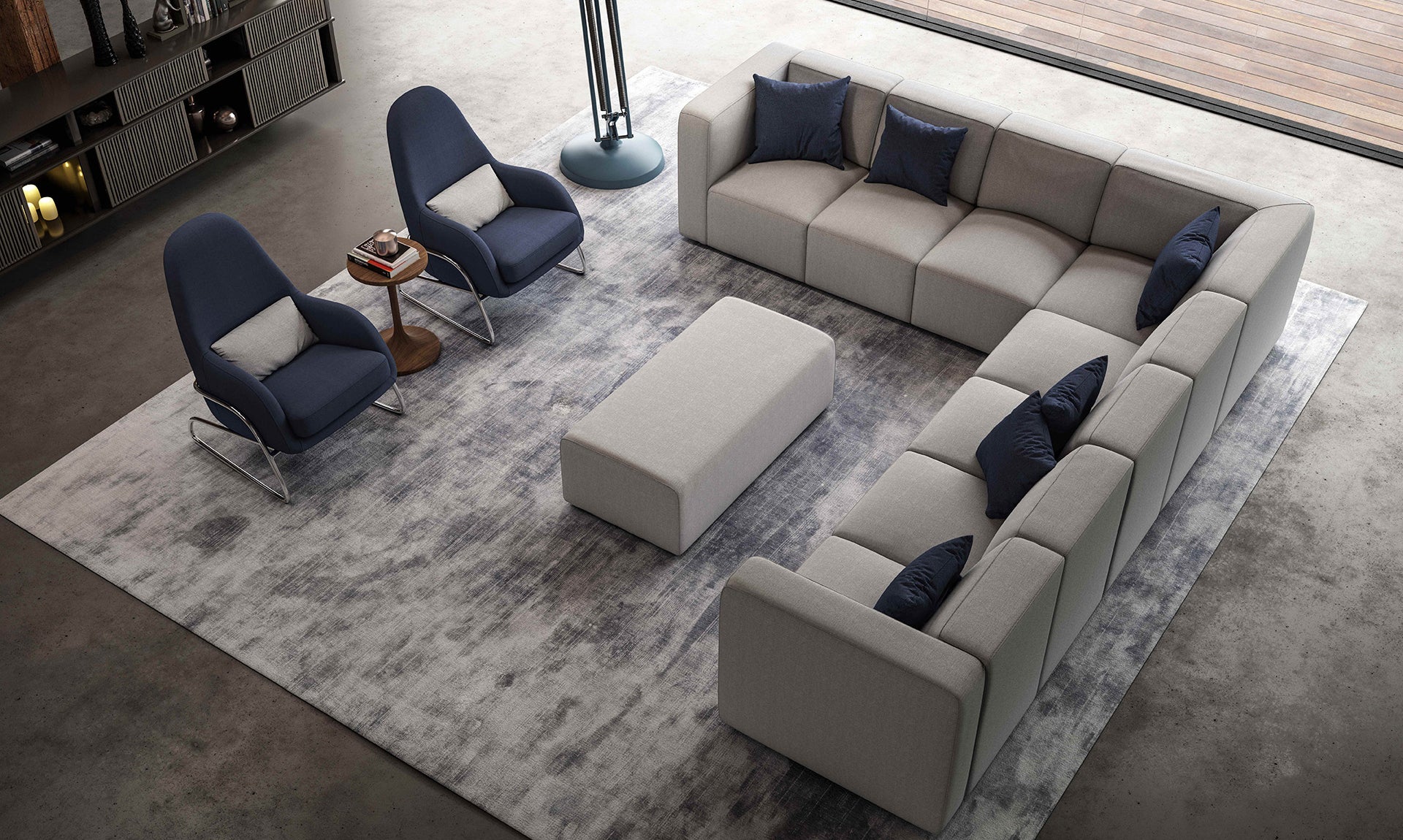 The Bruce Sectional with Bruce Ottoman