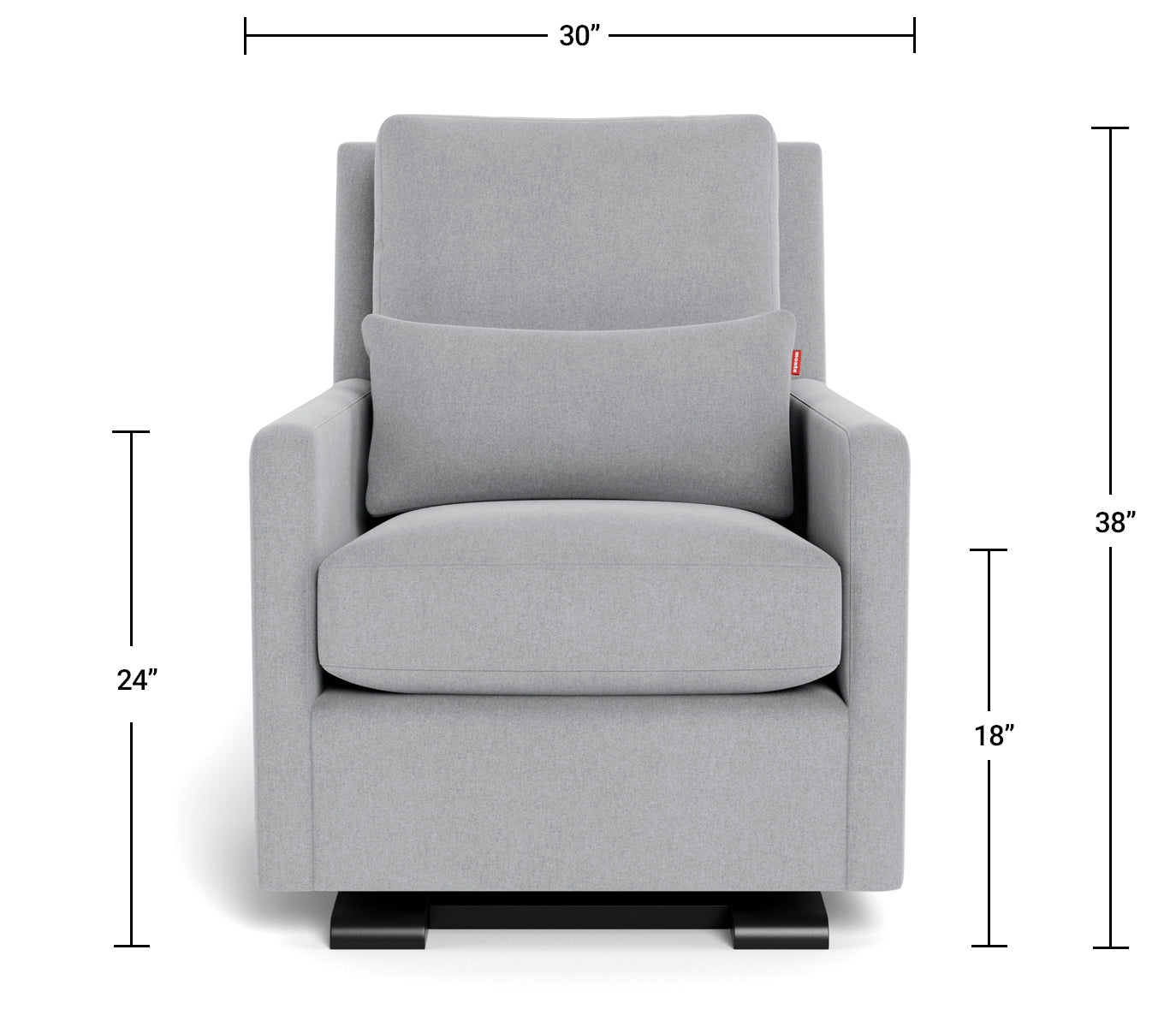 Modern Nursery Glider Chair - Luca Glider Chair Dimensions Front View