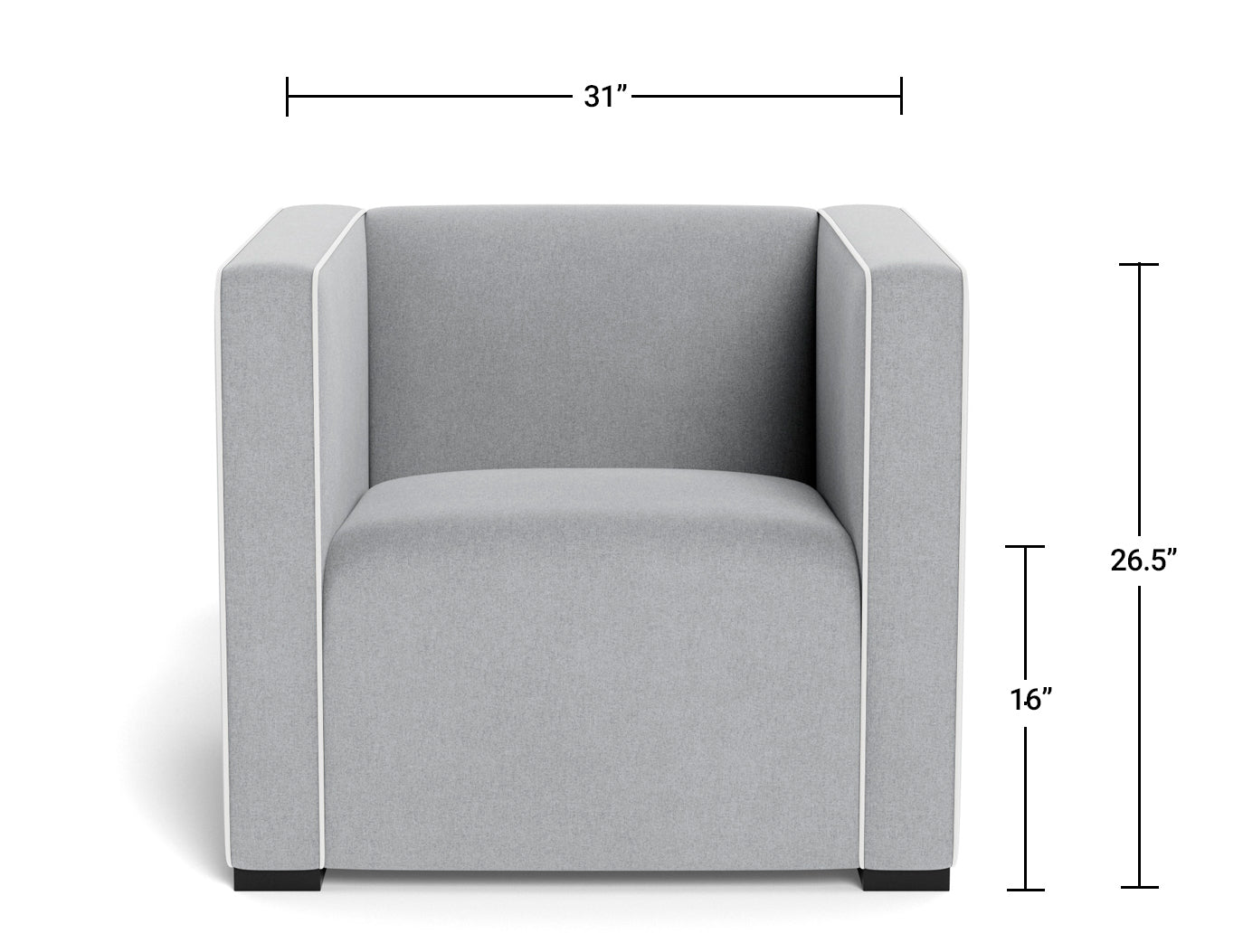 Modern Nursery Ottoman - Cub Chair Dimensions Front View