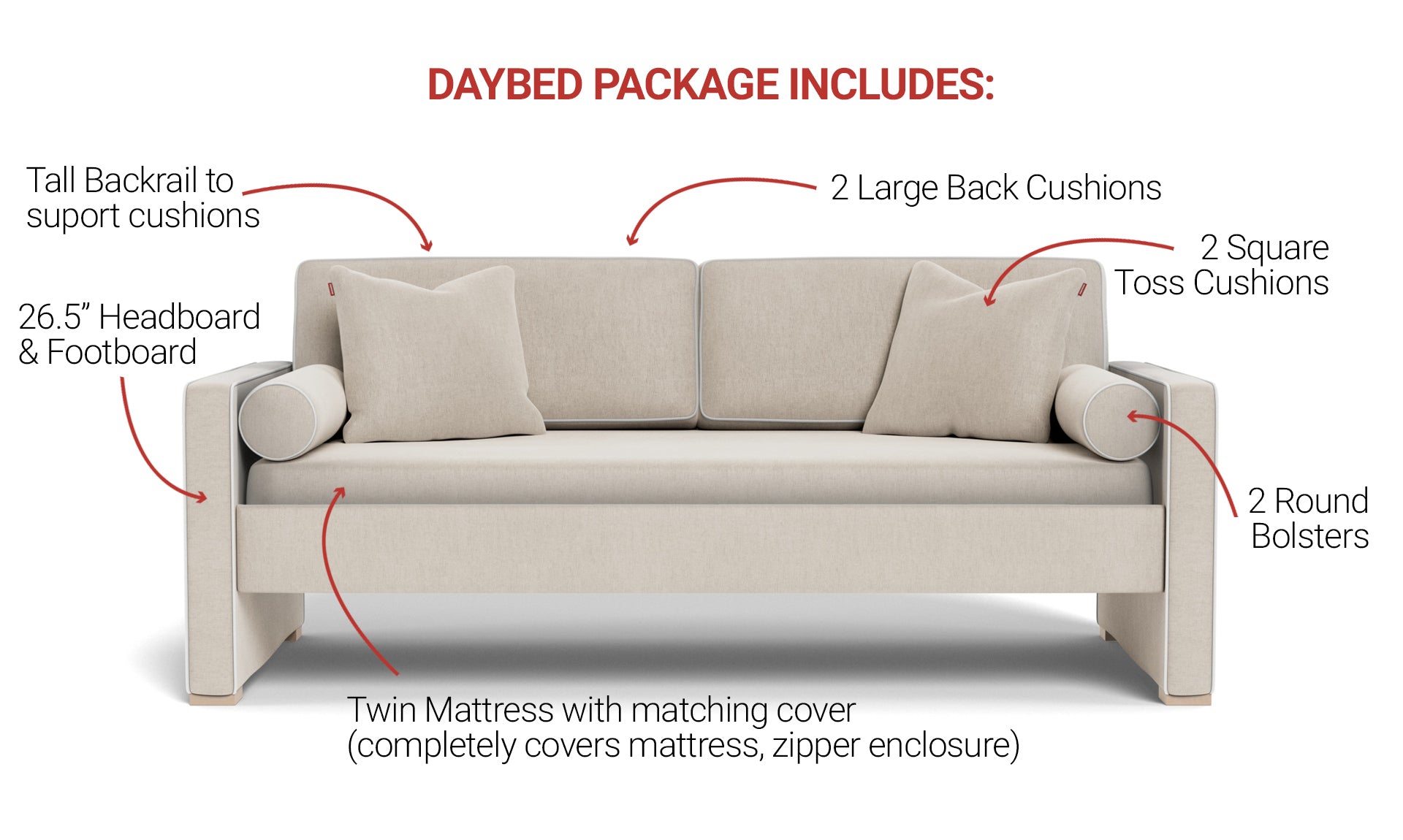 Duobed 36 Sofa Back Pillow - Brick