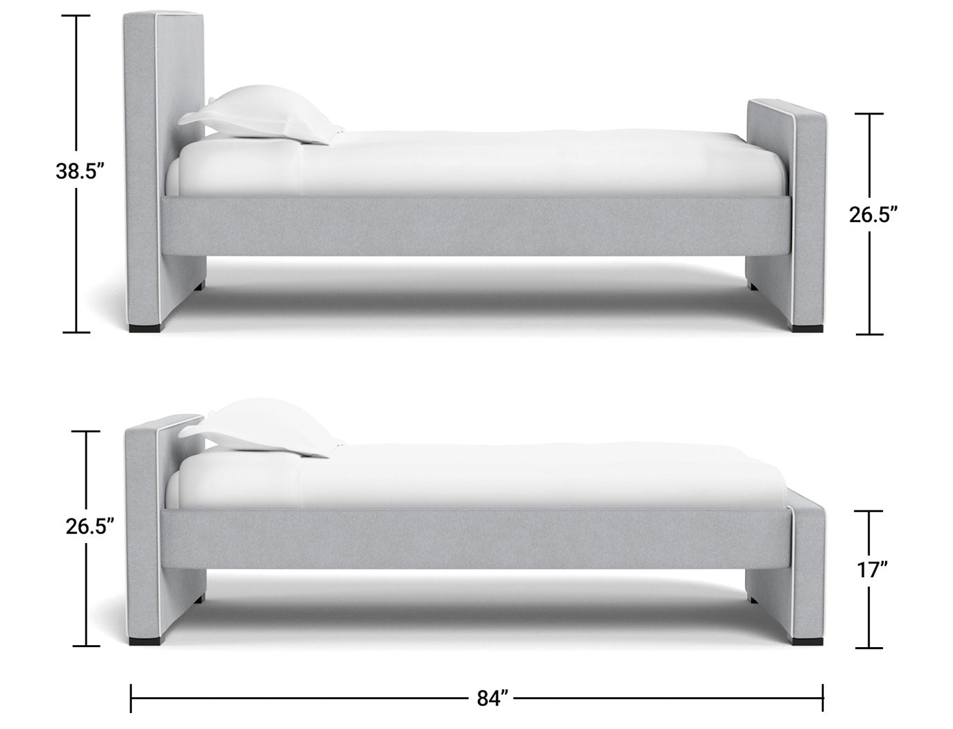 Twin Bed Dimensions Side view