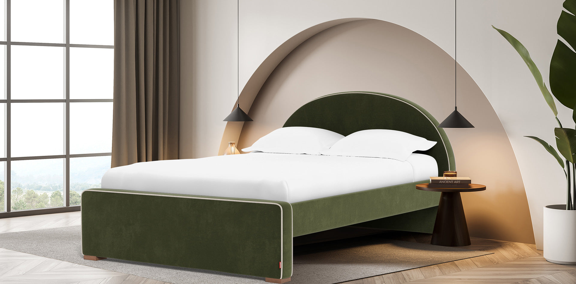 Modern Luna Full bed with Trundle and arched headboard