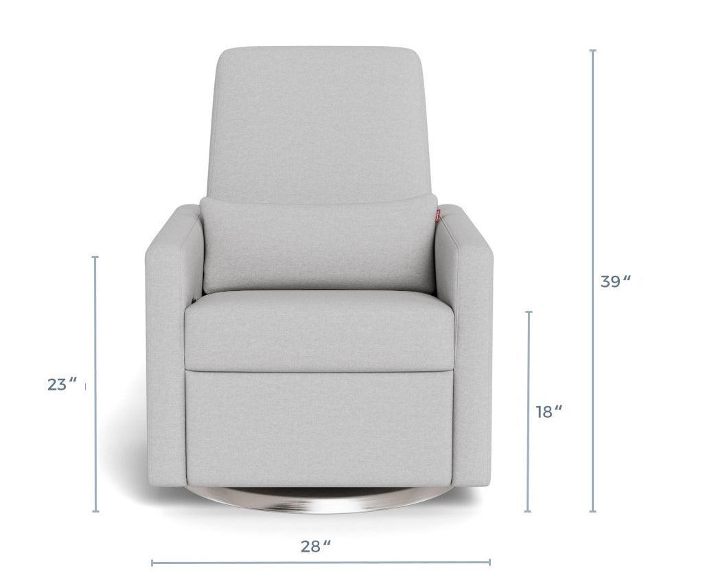 Modern Nursery Glider Chair - Grano Glider Recliner Dimensions Front View