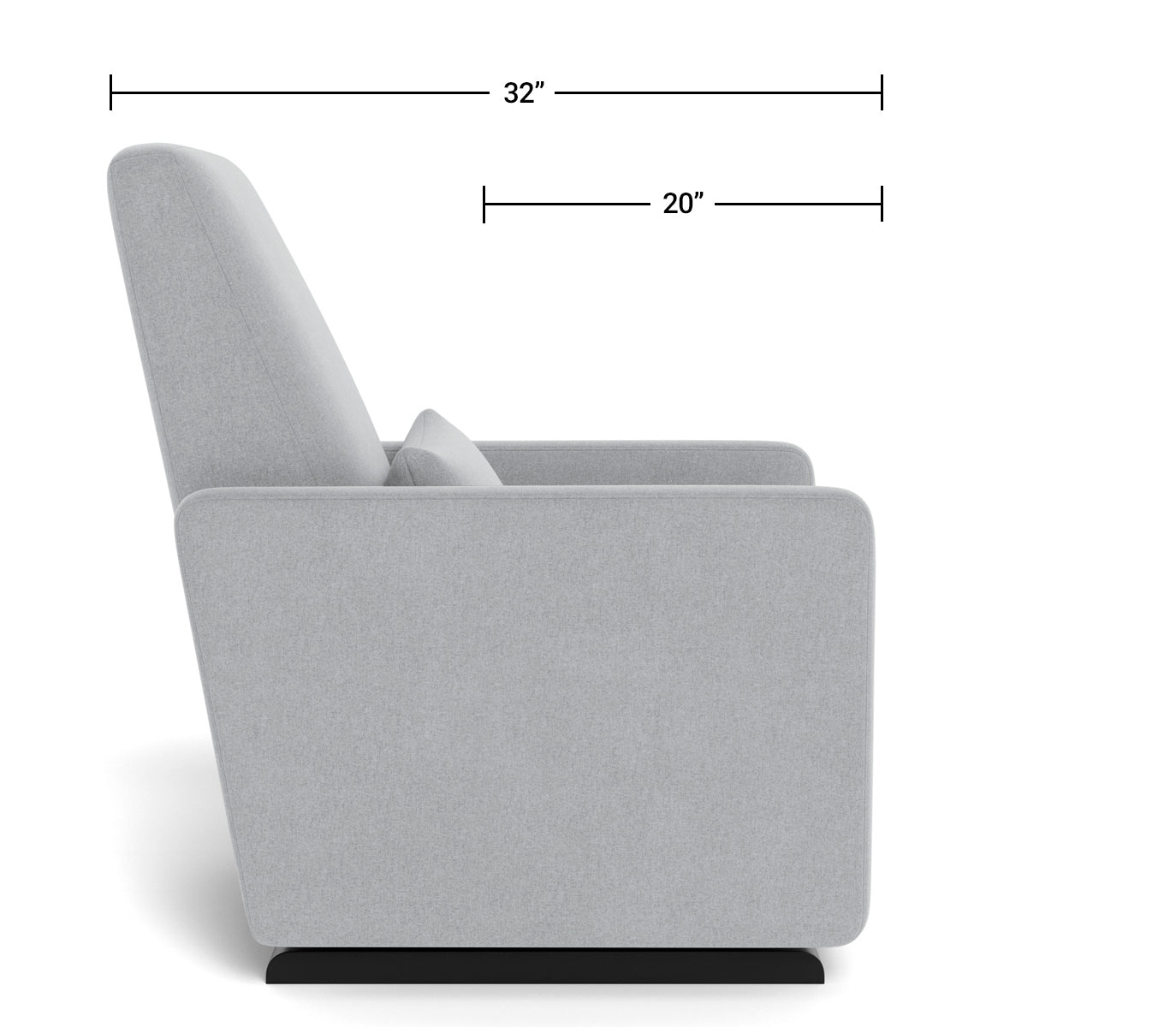 Modern Nursery Glider Chair - Grano Glider Recliner  Dimensions Side View
