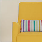 modern upholstered grazia glider and ottoman - yellow body with Kate Spade Pillow and ash piping modern upholstered grazia glider and ottoman - yellow body with Kate Spade Pillow and ash piping