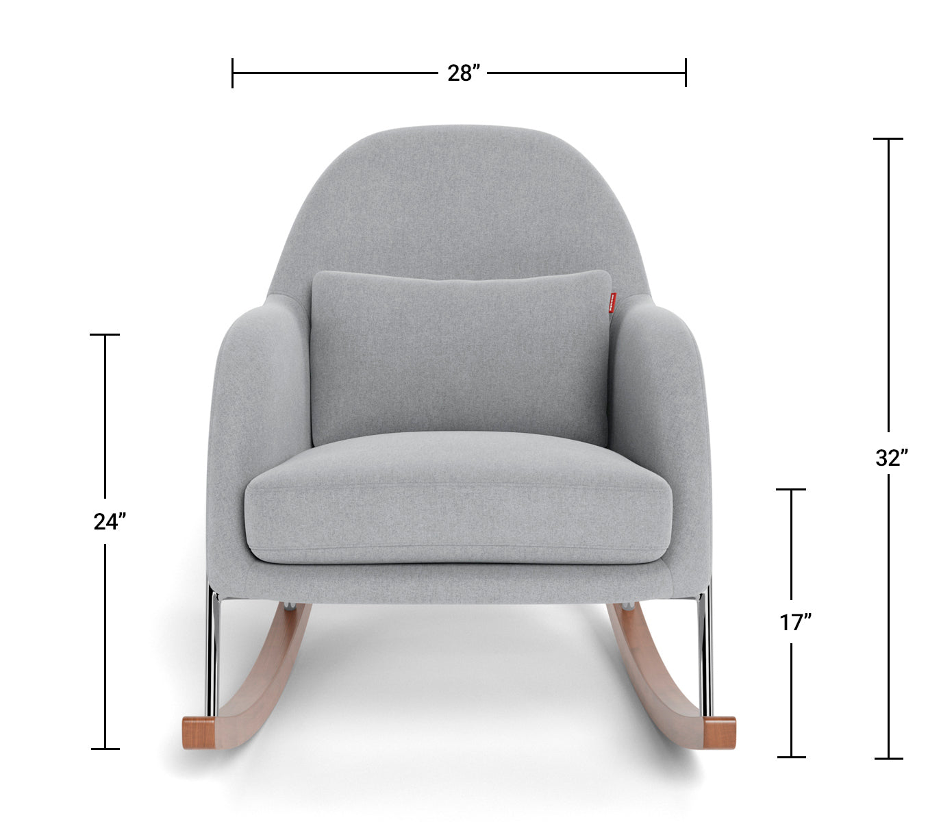 Modern Nursery Rocking Chair - Jackie Rocker Dimensions Front View