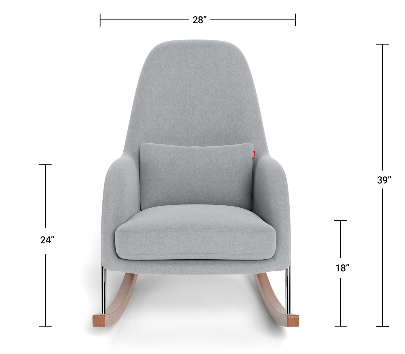 Modern Nursery Rocking Chair - Jackson Rocker Dimensions Front View