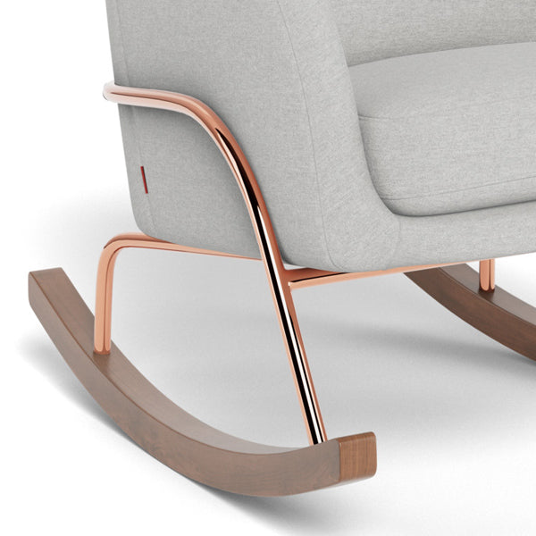 Jackie, Jackson, Grand Jackson - Walnut — Rose gold — Shiny rose gold copper legs with walnut feet that rock