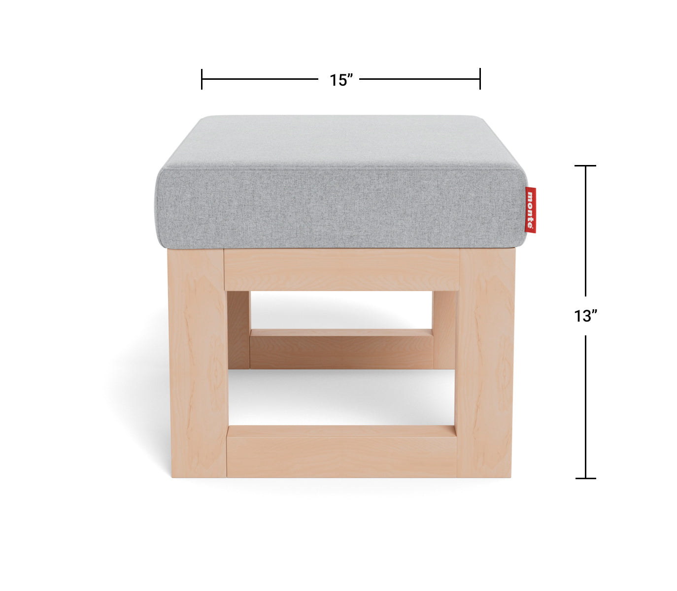 Modern Nursery Ottoman - Joya Ottoman Dimensions Side View